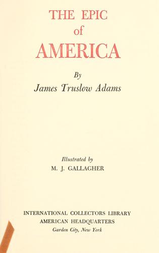 The Epic of America book cover